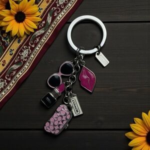 Vintage Coach Pink Lips Sunglasses Lipstick Purse Charm Keychain Bag Accessory